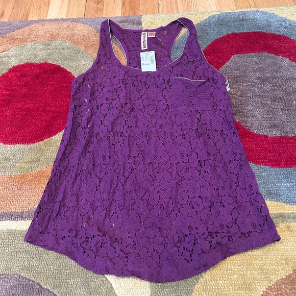 10 for $15 NWT Mandee Y2K Purple Sheer Lace Racerback Tank Top Junior’s Medium - Picture 1 of 4